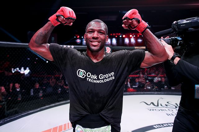 Ed Ruth celebrating after a professional MMA victory